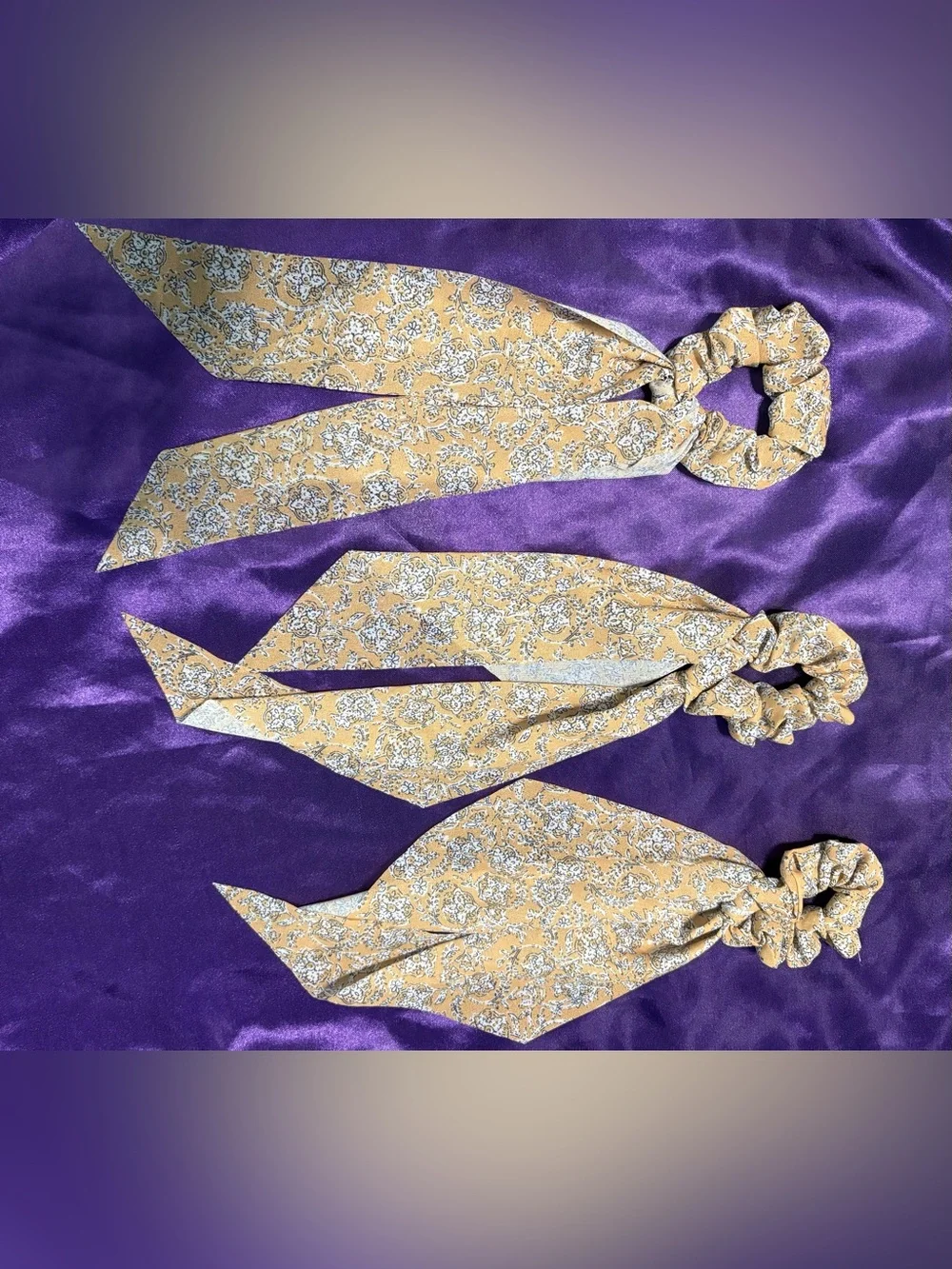 Yellow Floral Skinny Scarf Scrunchie hair tie (3) ‼️FREE with Bundle‼️